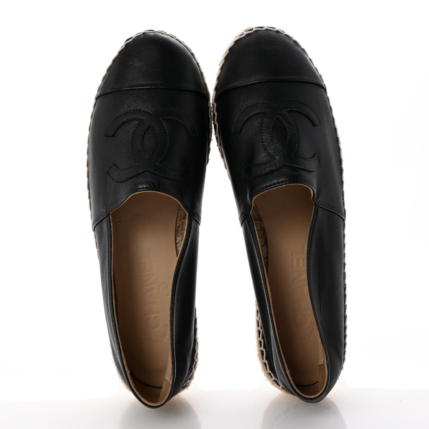 Amelia Lambskin CC Espadrilles 39 Black