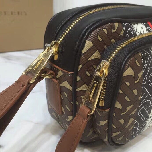 B-Berry - Amelia  Monogram Stripe E-Canvas Camera Bag Bridle Brown For Women, Bags 19.5Amelia/7.7Amelia