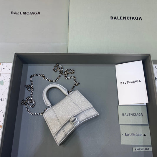 BLN-Ciaga Hourglass Mini Handbag With Chain In Grey, For Women,  Bags 4.7in/12cm
