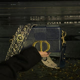 Christian Dior Navy Blue Leather 30 Montaigne Box Shoulder Bag