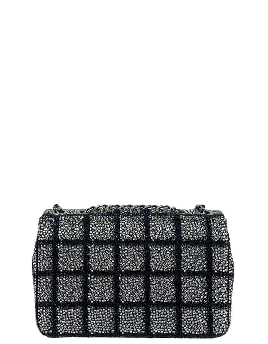 Chanel 2025 Black and Silver Strass Crystal Small Flap Bag