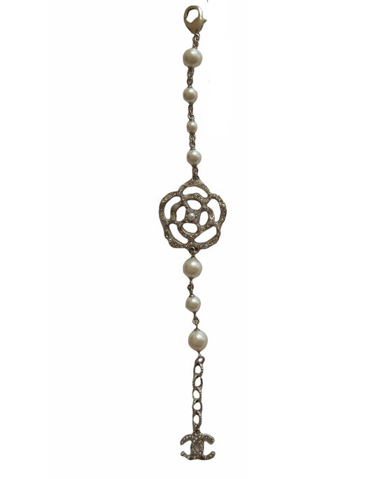 Chanel Gold Camellia and Faux Pearl Bracelet