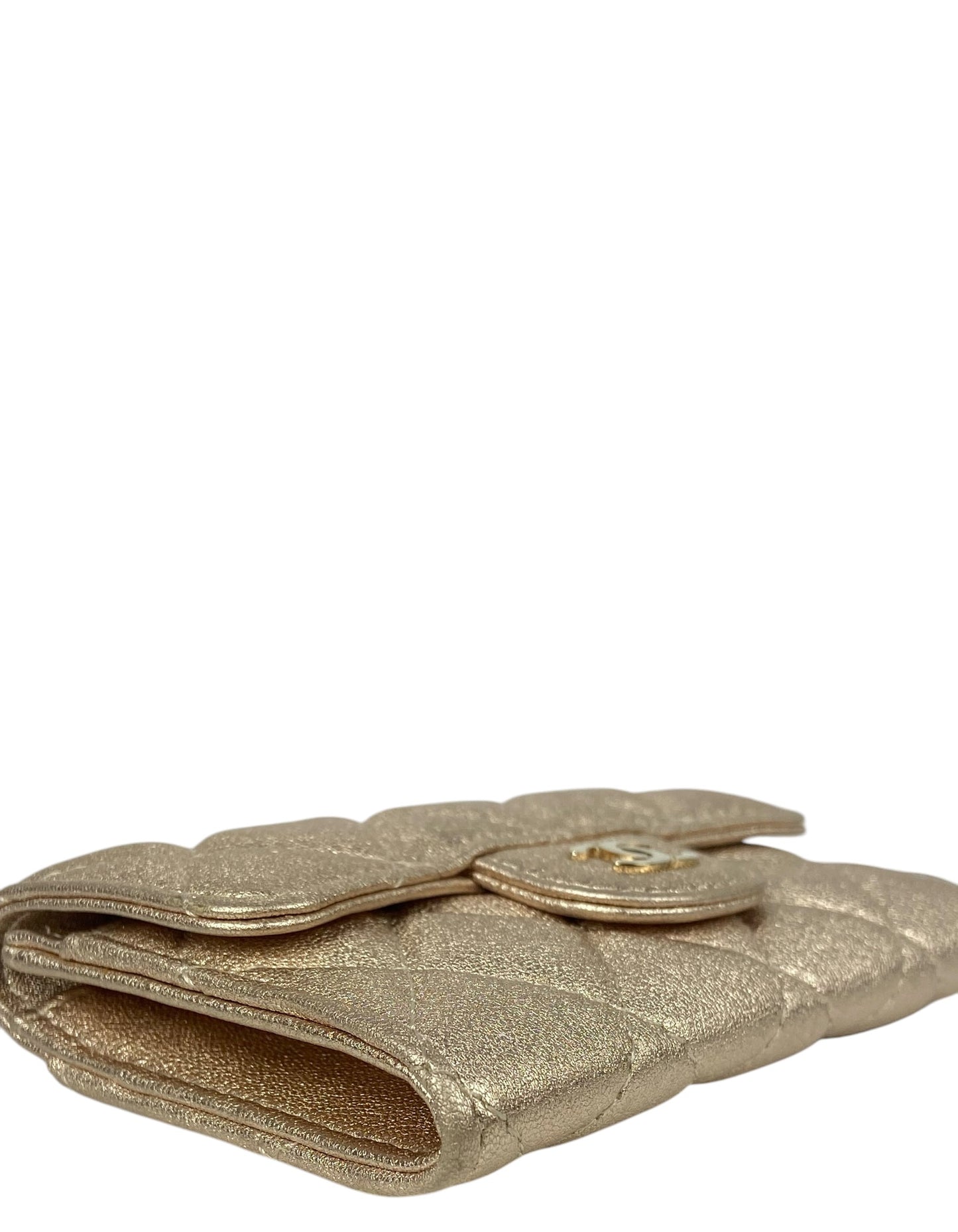 Chanel Metallic Quilted Flap Card Holder
