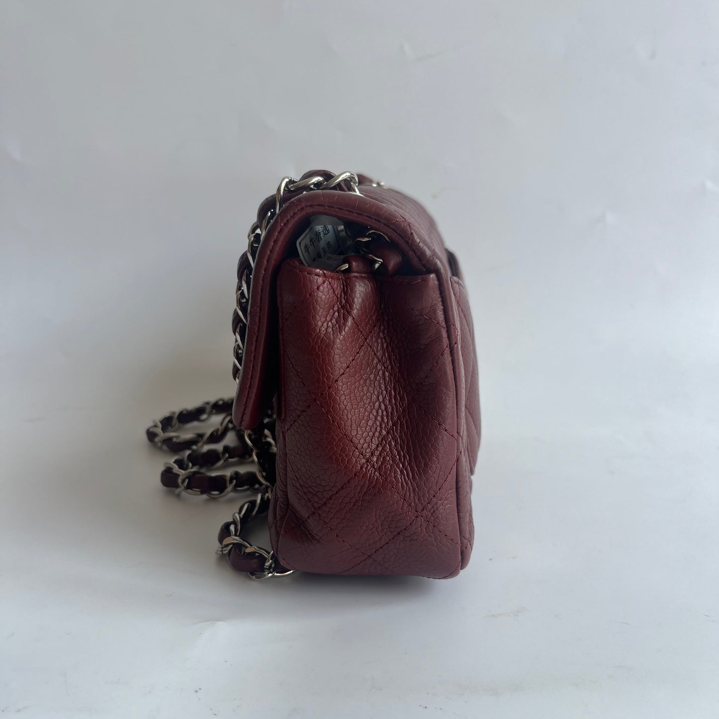 Chanel Classic Flap Rectangular Mini Burgundy Caviar Leather Silver Hardware