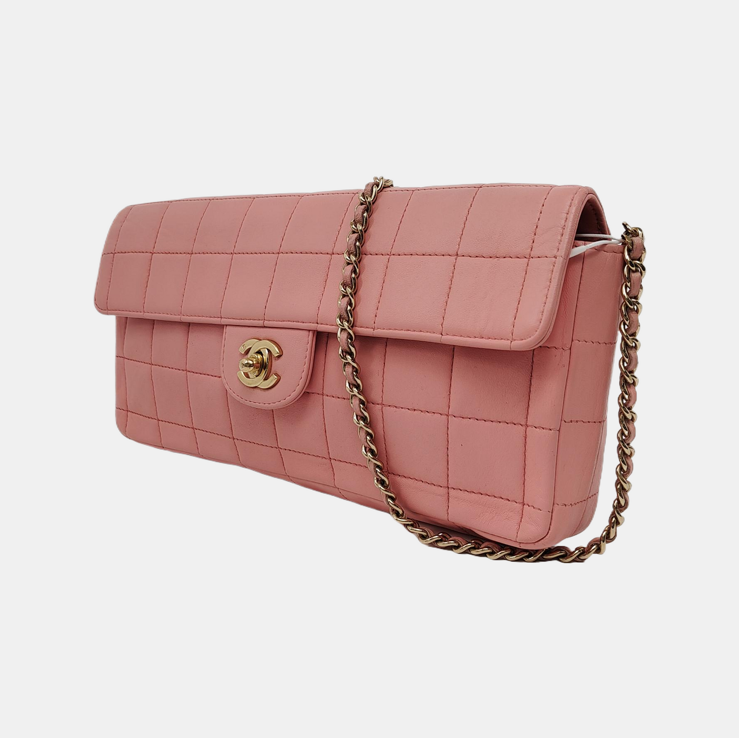 Chanel East West Chocolate Bar Light Pink Leather Gold Hardware