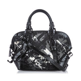 Burberry Black Nylon Fabric Beat Check Printed Satchel Italy