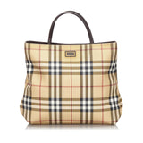 Burberry Brown Beige Canvas Fabric Ho  Check Handbag United Kingdom
