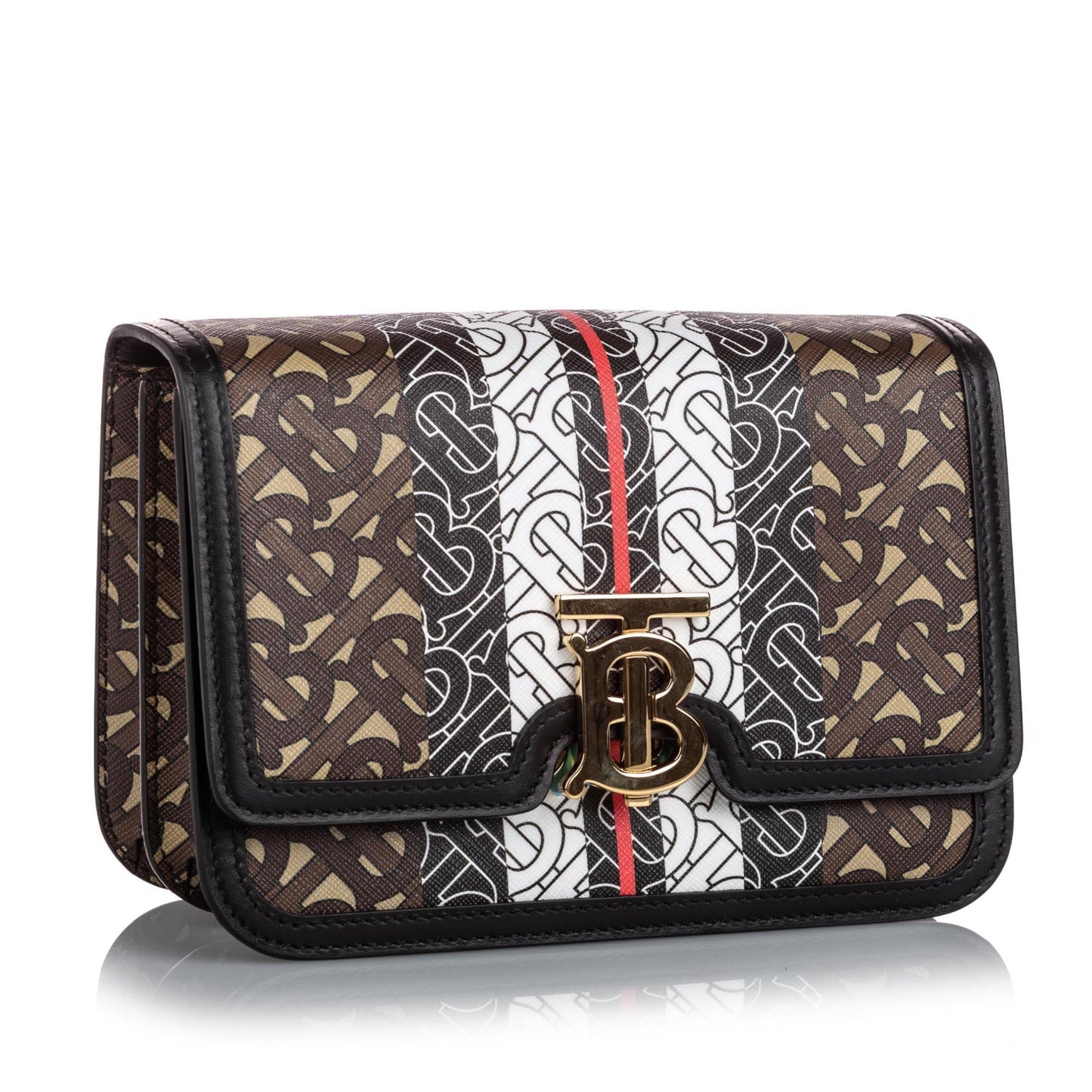 Burberry Brown Small Monogram Stripe E-Canvas TB Bag ITALY