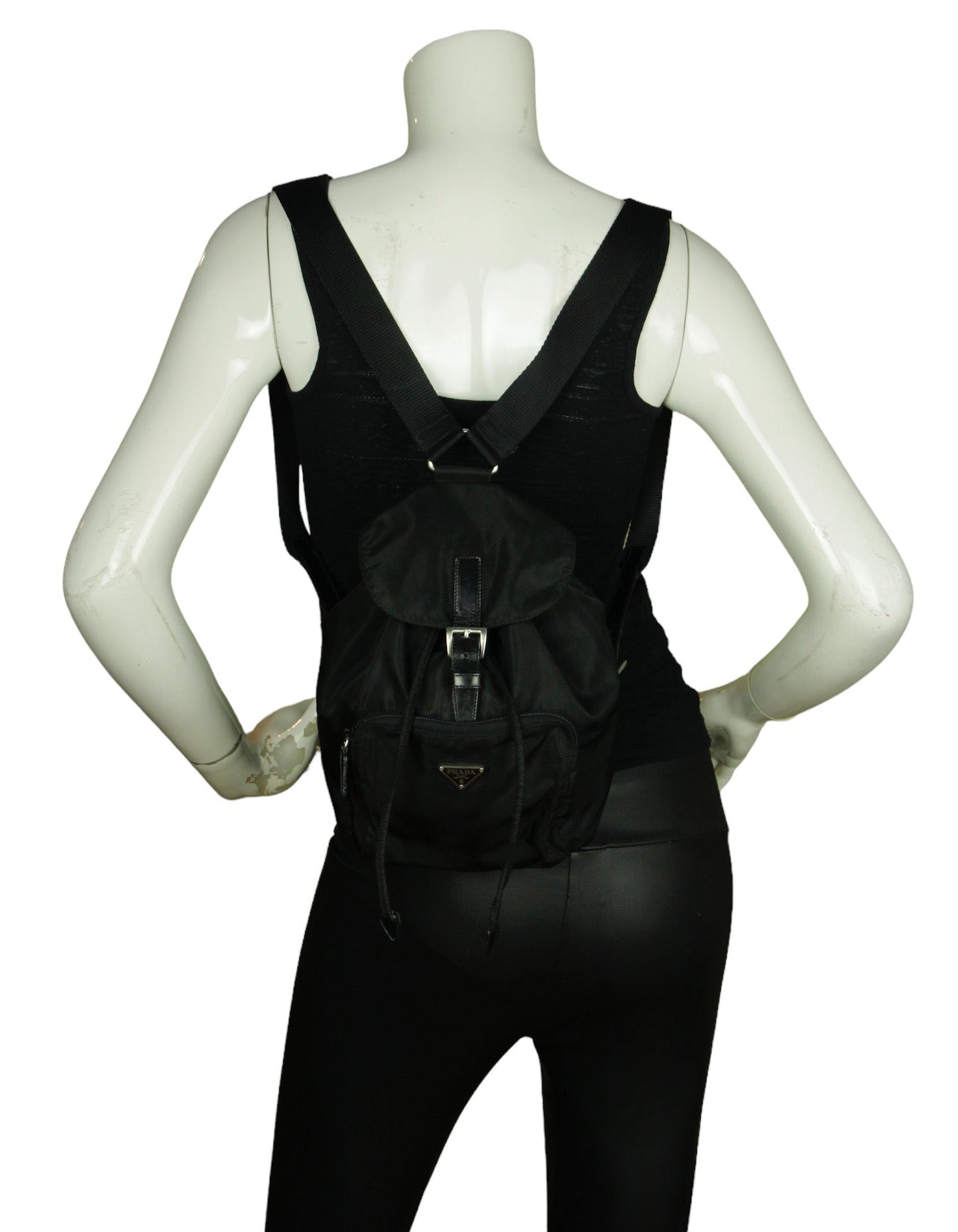 Prada Black Nylon Mini Backpack w/ Front Pocket