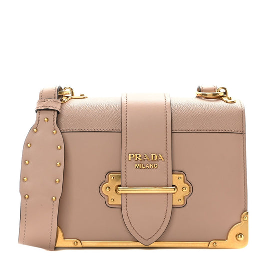 Prada City Calf Saffiano Cahier Bag Cammeo