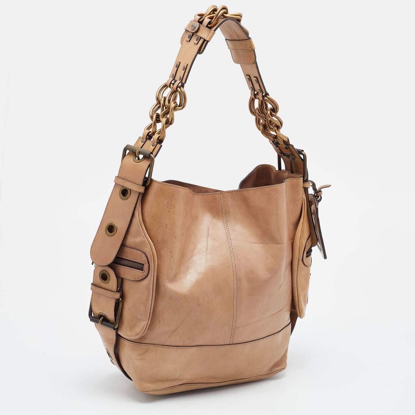 CHL - CC oe  Leather Large Chain Detail Hobo