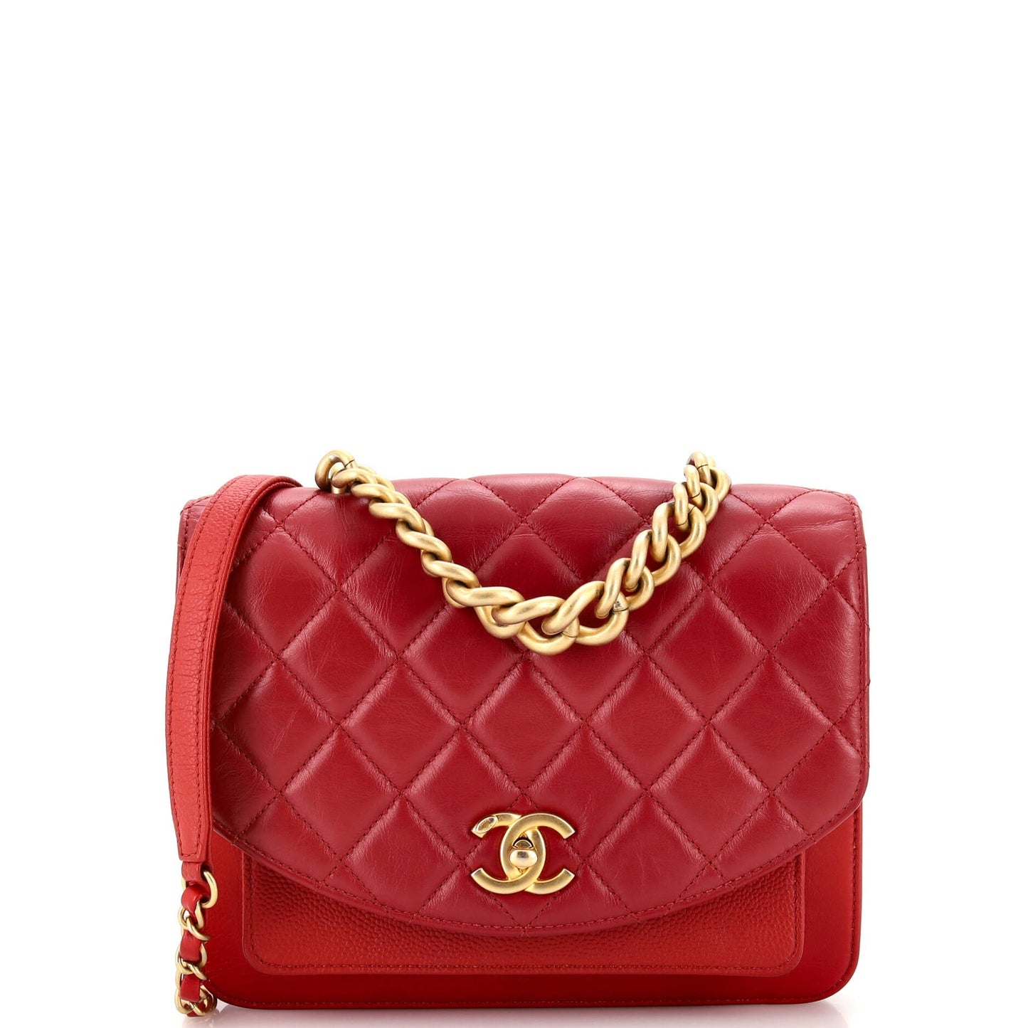 CHANEL Chain Handle Flap Bag Quilted Calfskin with Caviar Small