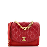 CHANEL Chain Handle Flap Bag Quilted Calfskin with Caviar Small