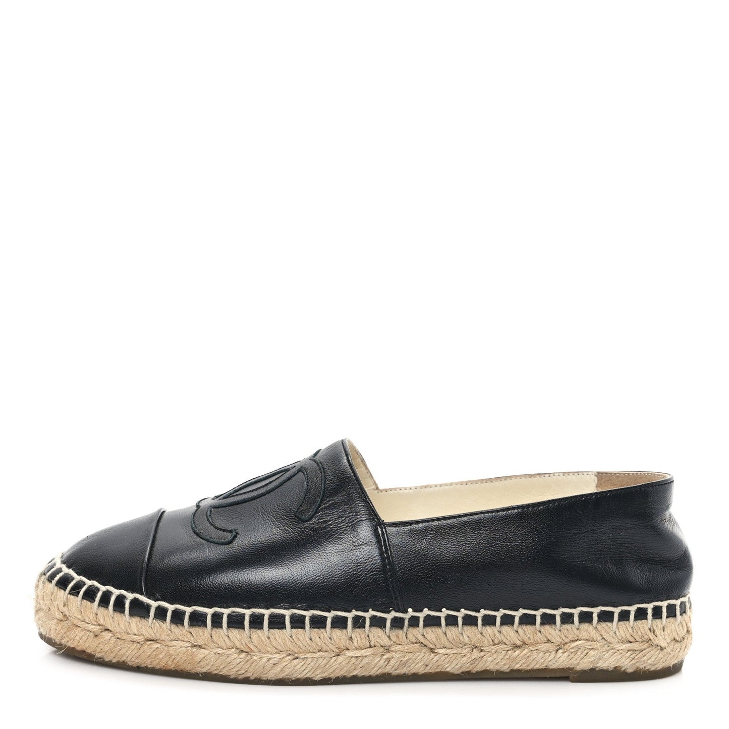 Amelia Lambskin CC Espadrilles 35 Black