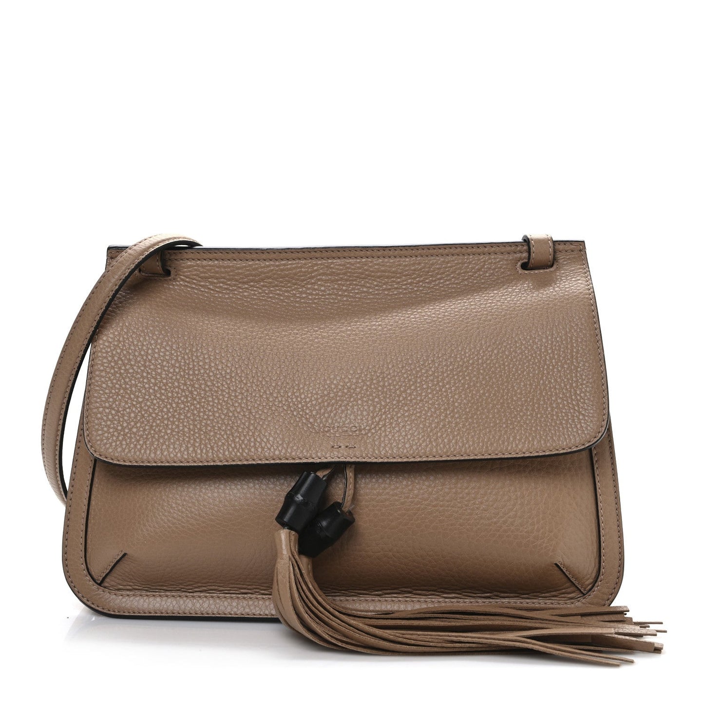 Amelia Cellarius Calfskin Medium Bamboo Daily Flap Shoulder Bag Camelia