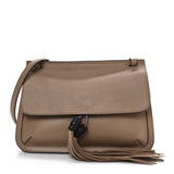 Amelia Cellarius Calfskin Medium Bamboo Daily Flap Shoulder Bag Camelia
