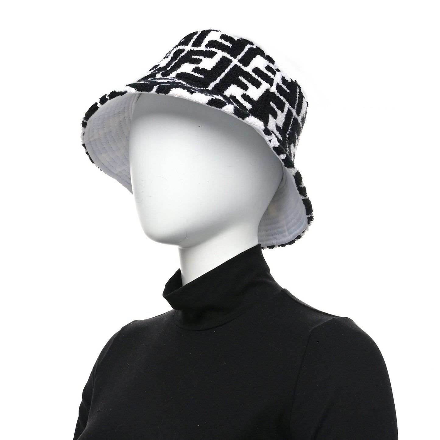 Amelia Terrycloth FF Bucket Hat S White Black