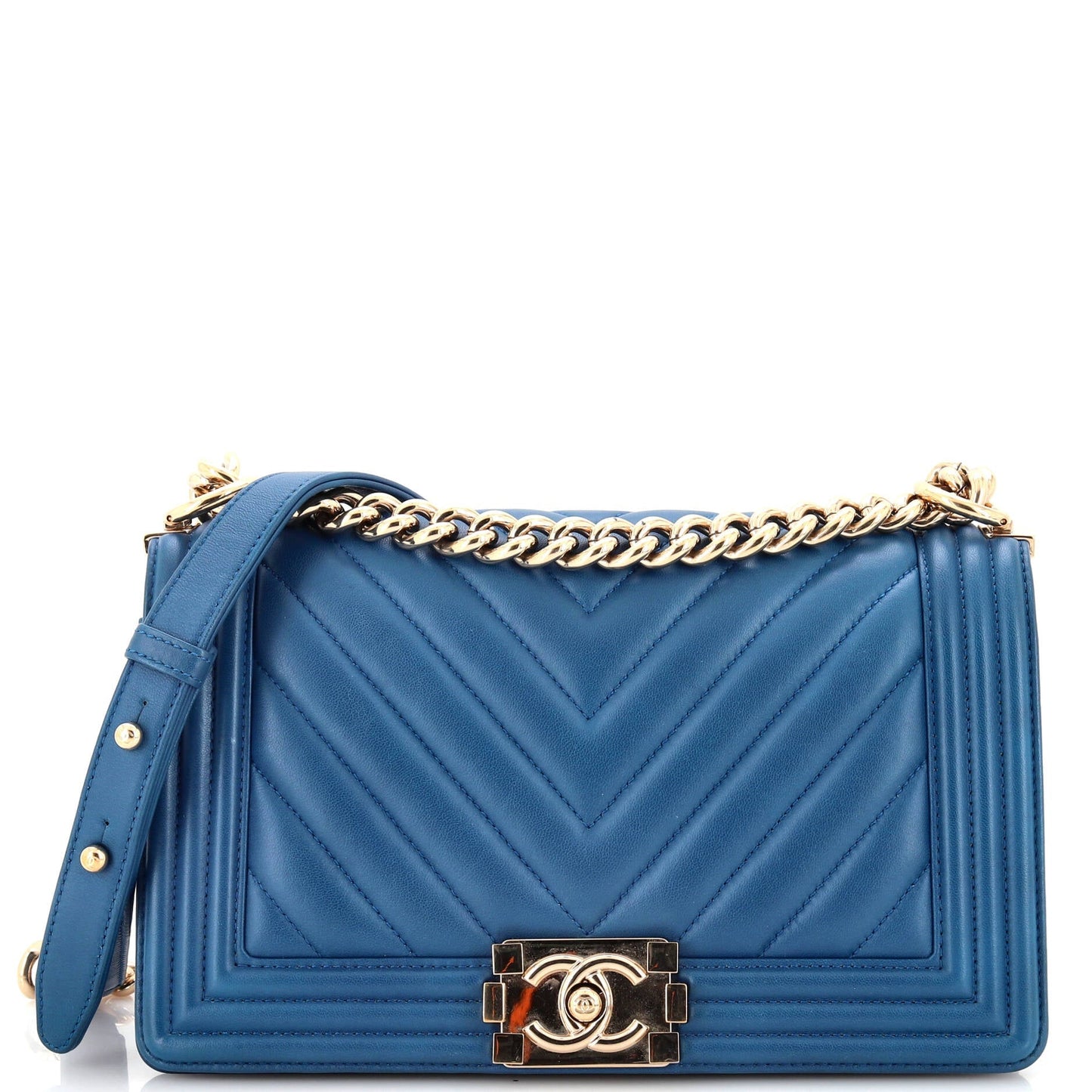 CHANEL Boy Flap Bag Chevron Lambskin Old Medium