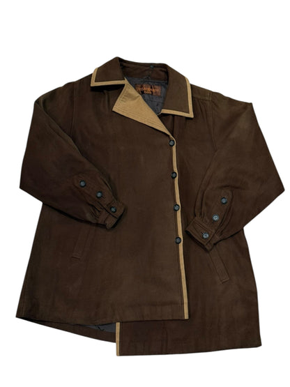 YSL   Brown Lined Suede Button Down Jacket