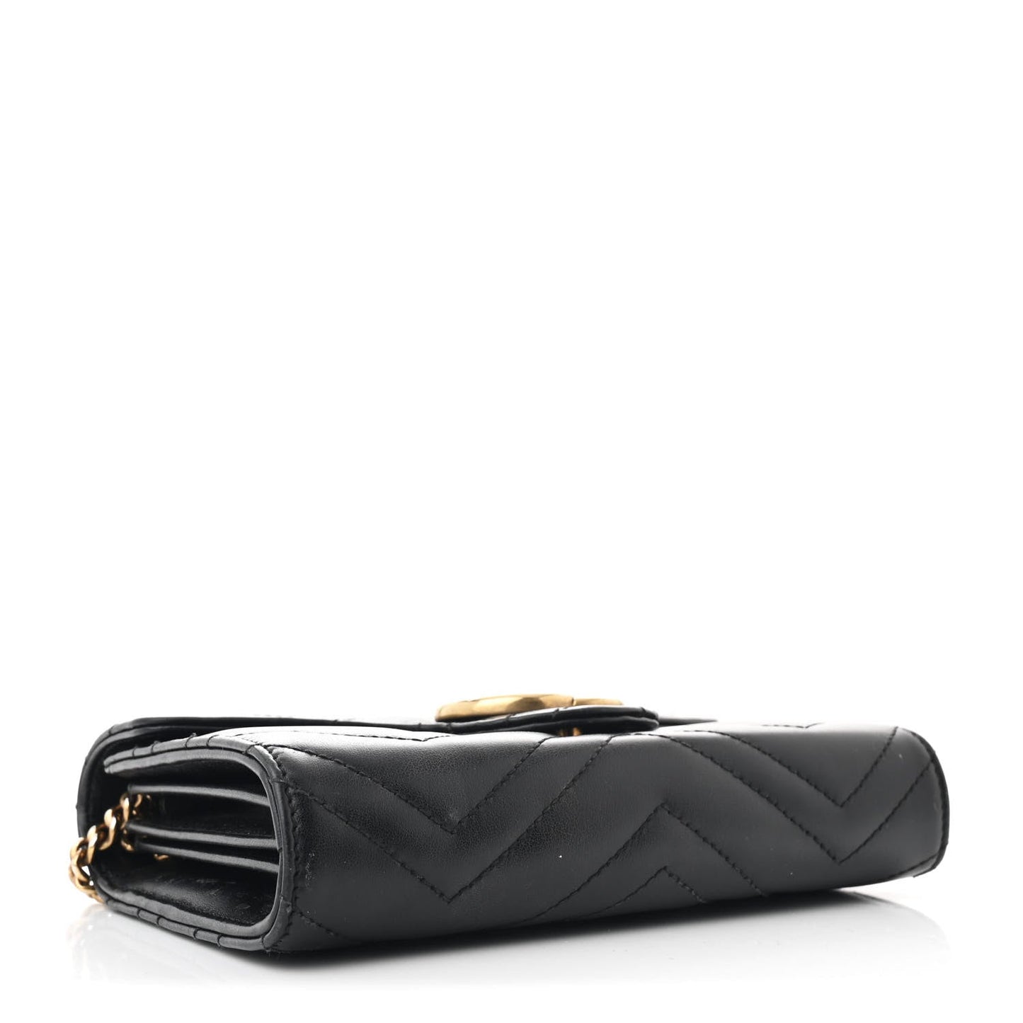 Amelia Calfskin Matelasse GG Marmont Chain Wallet Black