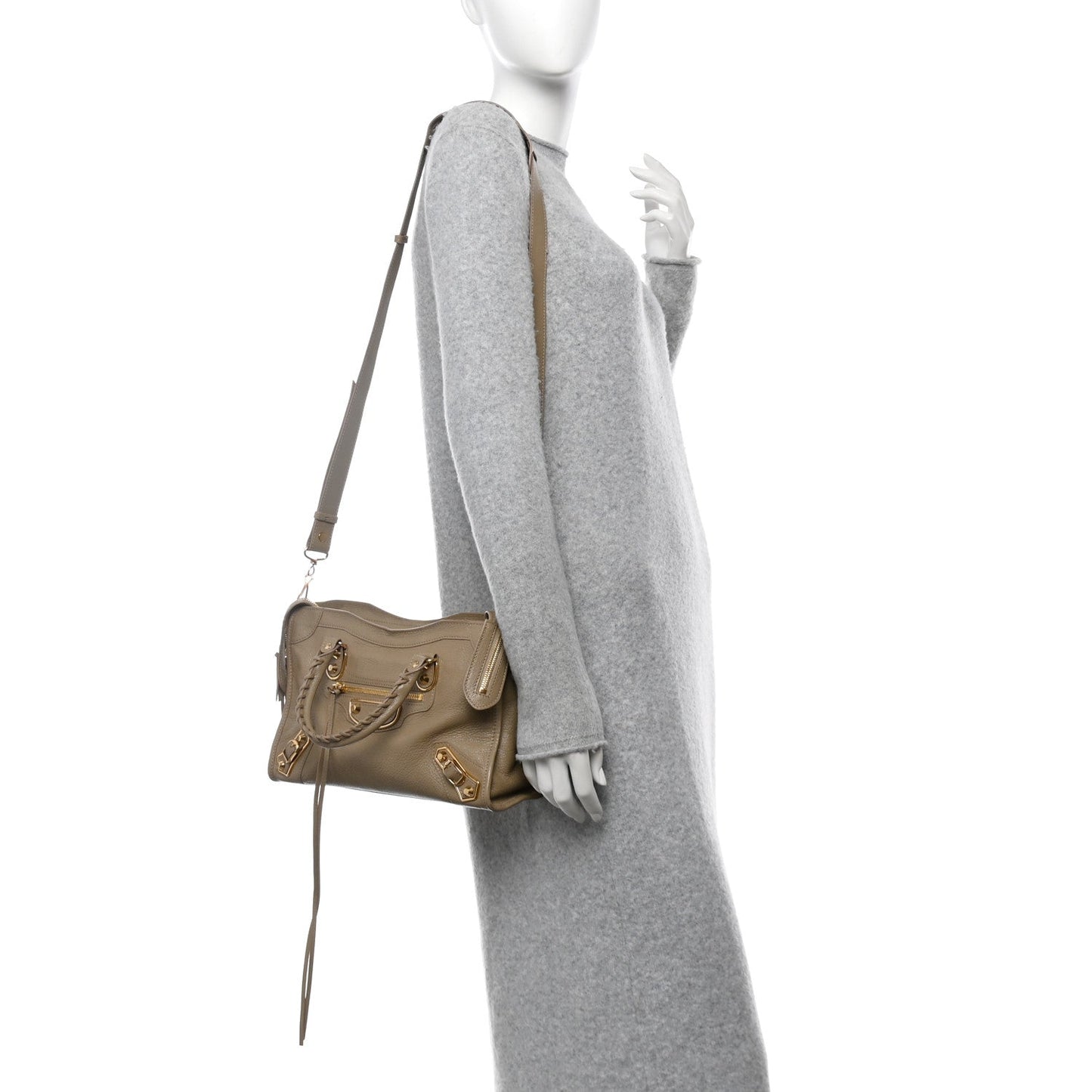 Balenciaga Chevre Gold Metallic Edge Hardware City Beige Latte