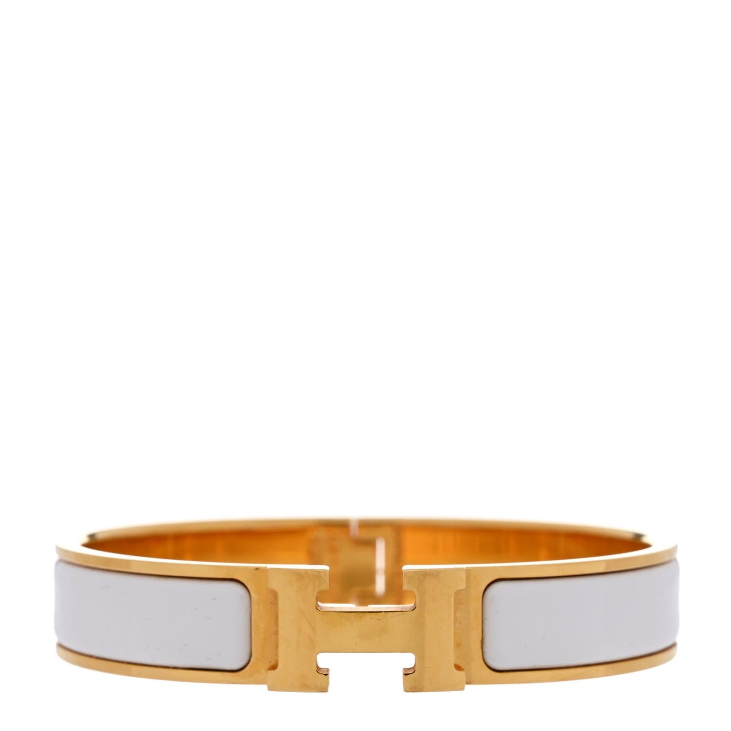 Amelia Enamel Narrow Clic Clac H Bracelet PM White