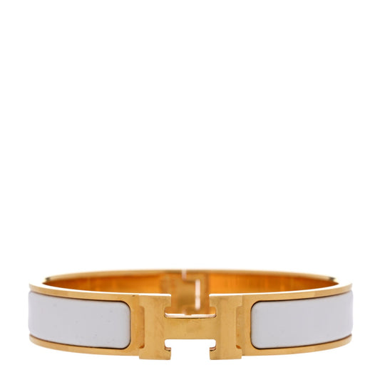 Amelia Enamel Narrow Clic Clac H Bracelet PM White