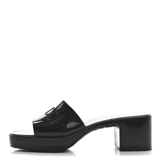 Amelia Rubber Logo Womens Platform 20/60mm Slide Sandals 35 Black