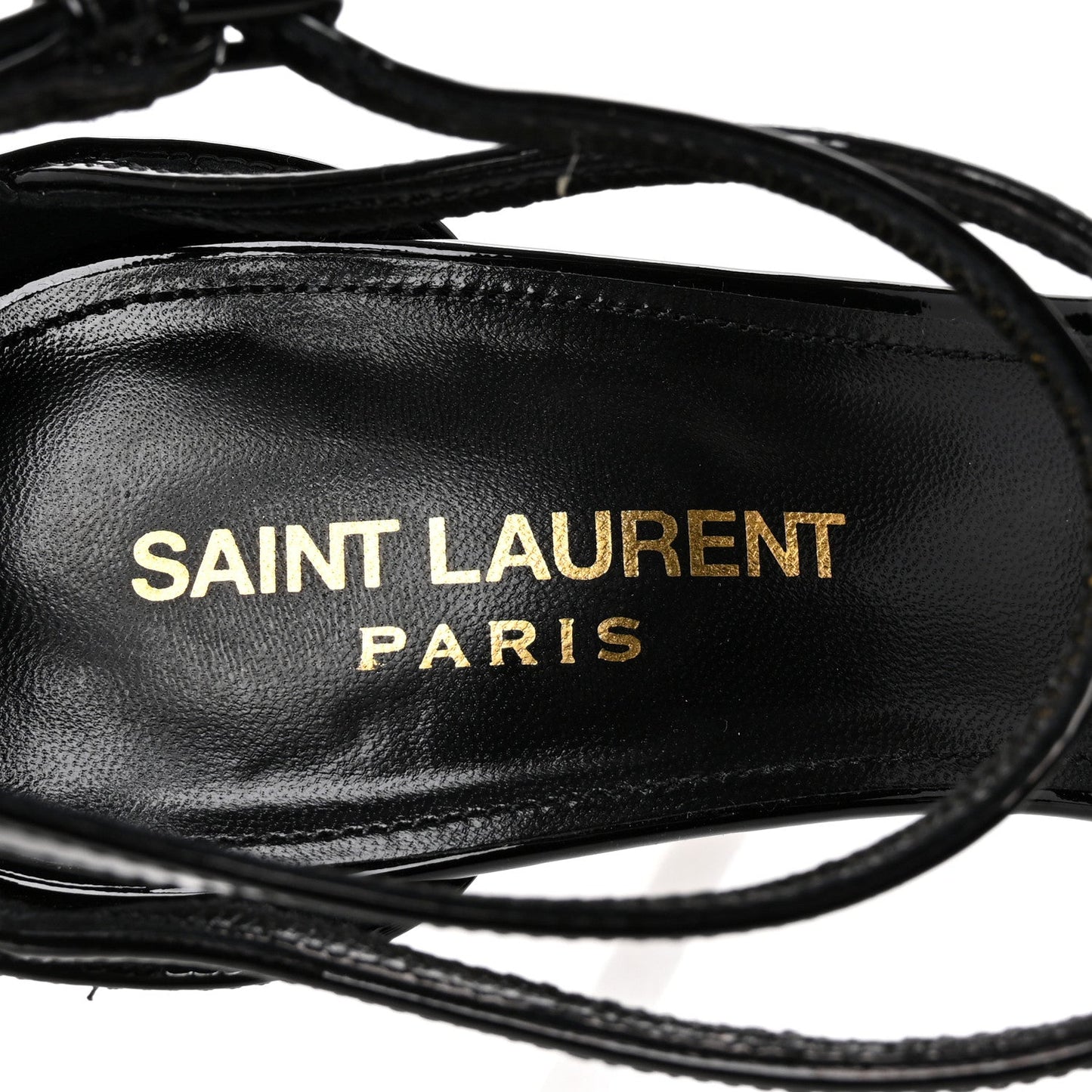 Saint Laurent Patent Cassandra 100 Sandals 37.5 Black