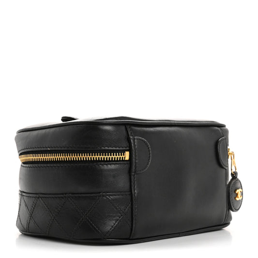 Amelia Lambskin Vanity Cosmetic Case Black