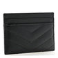 Saint Laurent Grain De Poudre Matelasse Chevron Monogram Credit Card Case Black