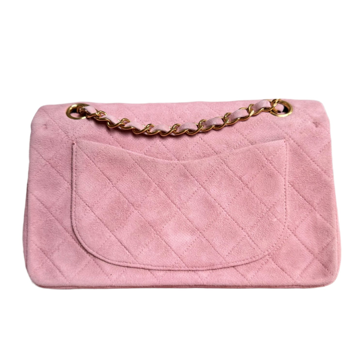 Chanel Classic Flap   Small Pink Suede Leather with 24k Gold HW, 1991-1994