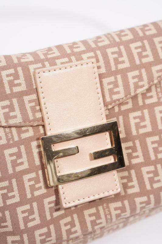 Fendi Zucchino Baguette Dusky Pink Canvas
