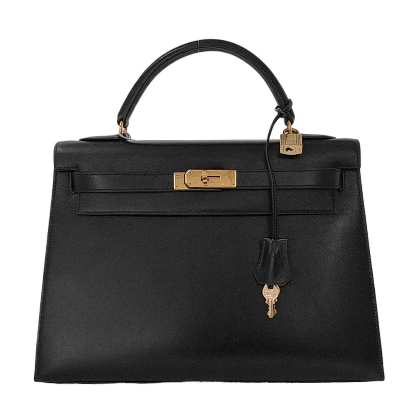 Hermes Kelly 32 Sellier Black Box Leather Gold HW 1993