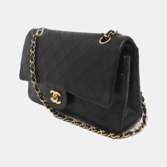 Chanel Classic Flap   Black Lambskin Leather with 24k Gold Hardware, 1989-1991