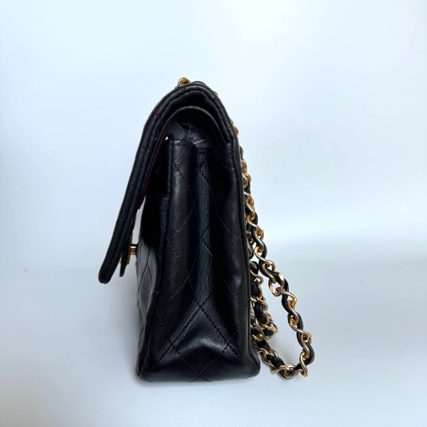 Chanel Classic Flap   Medium Black Lambskin Leather with 24k Gold Hardware 1989-1991