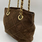 Prada Suede Tote with Chain Handle