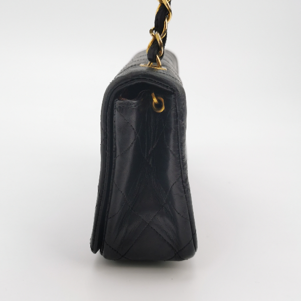 Chanel Classic Flap Mini   1989-1991 Black Lambskin Leather with 24k Gold Hardware