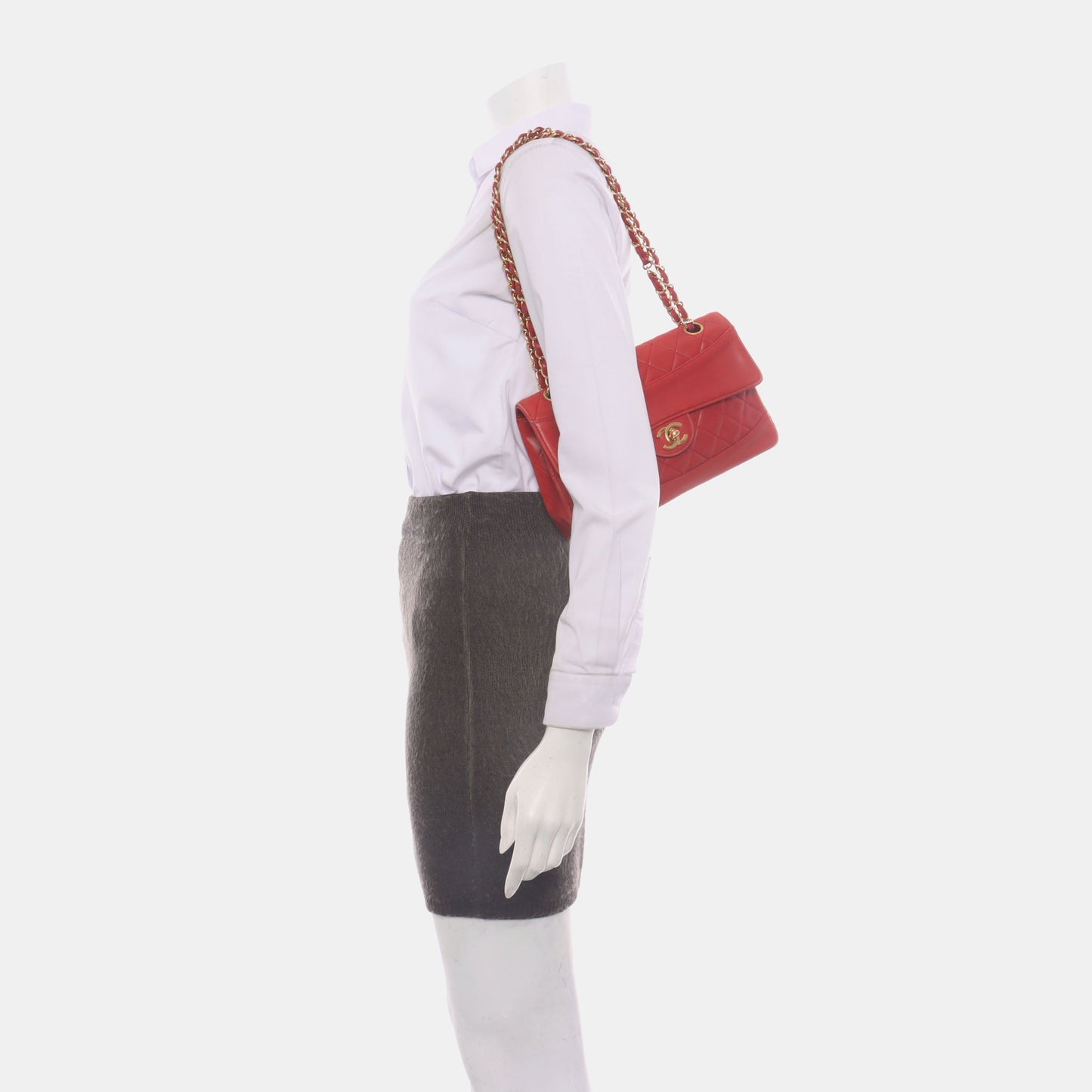 Chanel Classic Flap   1989 Red Lambskin Leather with 24k Gold Hardware