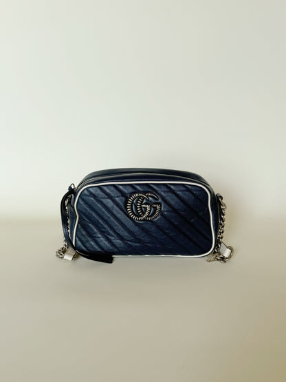 Gucci   Effect Calfskin Matelasse Diagonal Torchon GG Marmont Chain Shoulder Bag