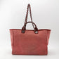 Chanel Deauville Tote 2011 Medium Red Denim Top Handle