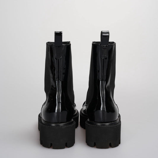 Chanel Patent Cap Toe CC Short Boots 36.5C Black