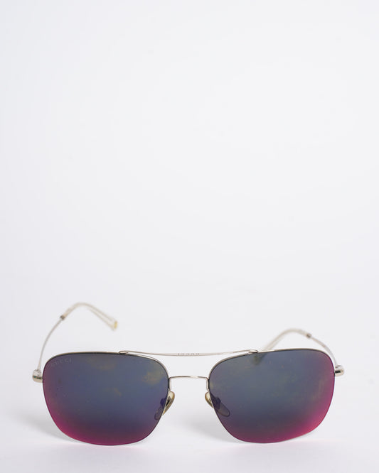 Gucci Men's Sunglasses In Black With Silver Frame