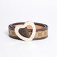 Gucci Beige GG Canvas and Leather Heart Buckle Belt