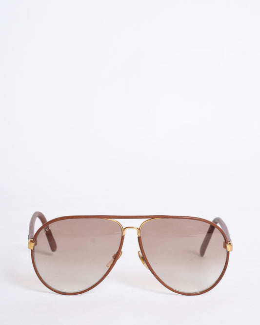 New Gucci Women's Aviator Sunglasses In Brown