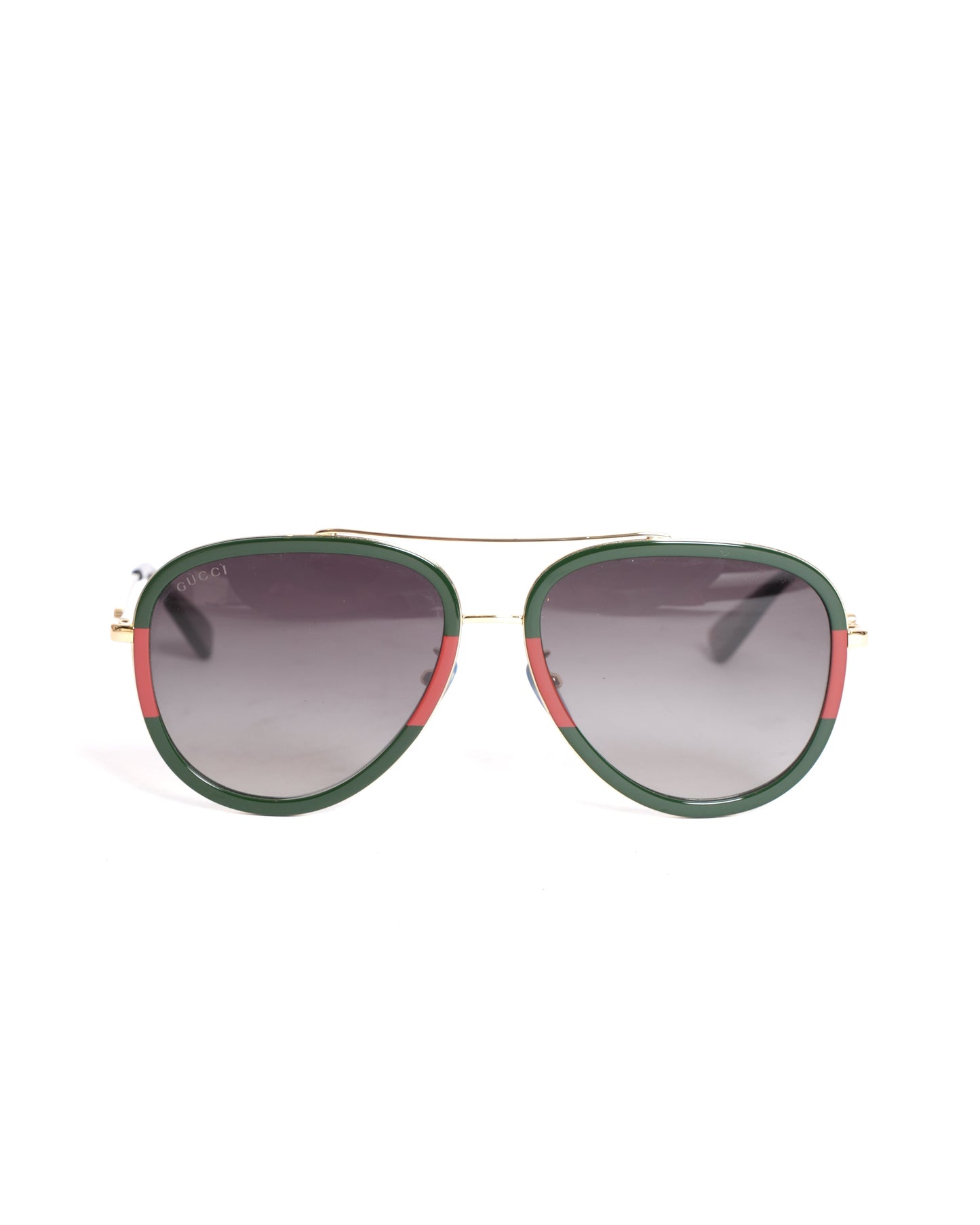 Gucci Red & Green Web Aviator Sunglasses
