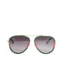 Gucci Red & Green Web Aviator Sunglasses