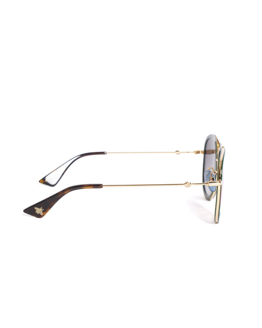 Gucci Red & Green Web Aviator Sunglasses