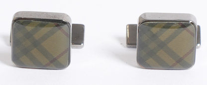 New Burberry Black & Grey Checkered Cufflinks