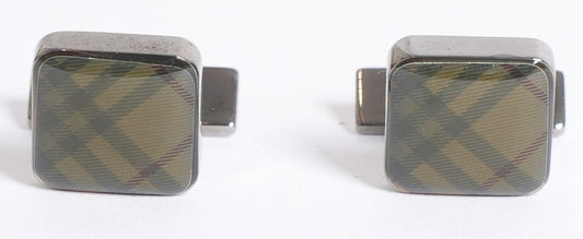 New Burberry Black & Grey Checkered Cufflinks